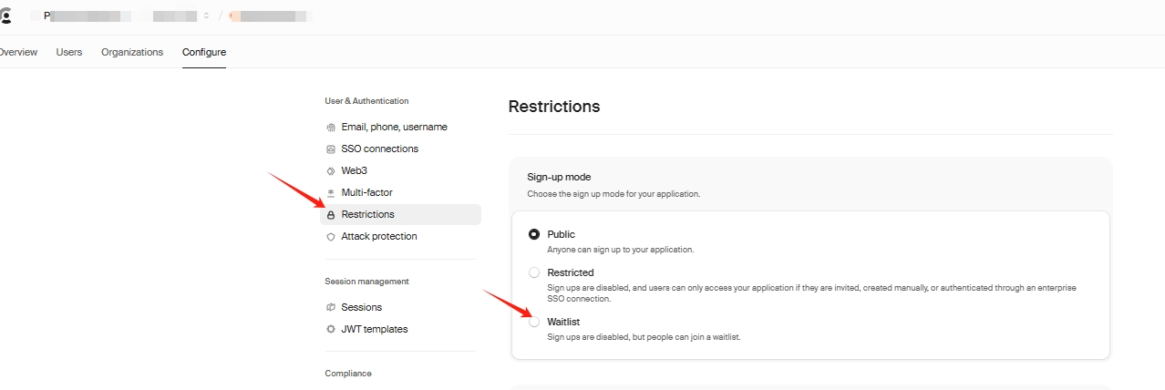 set restrictions