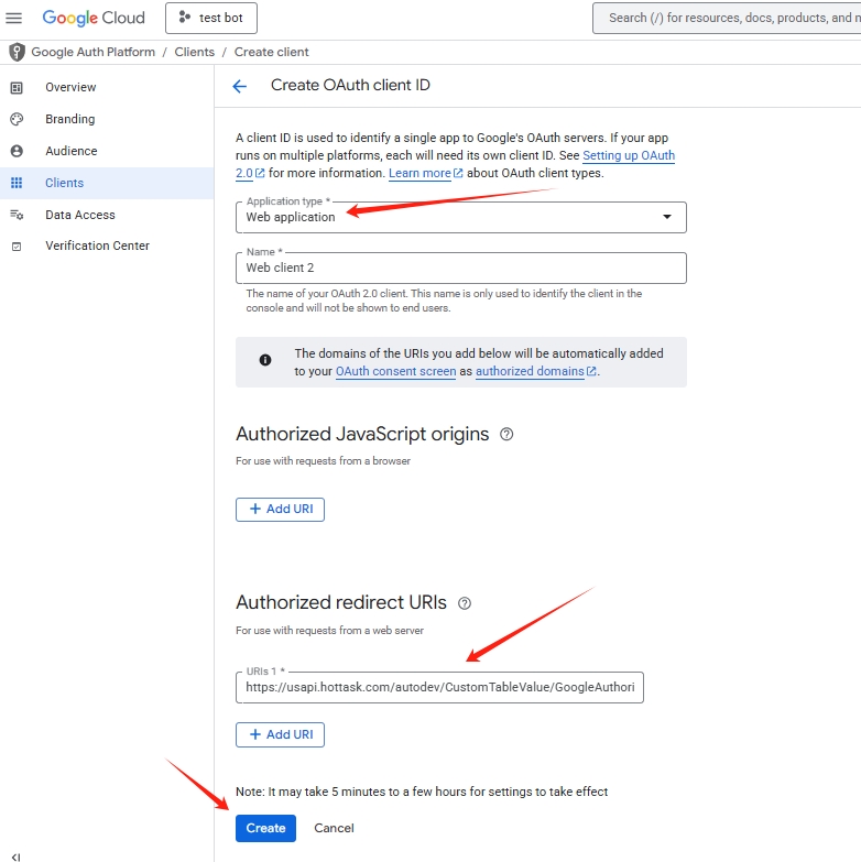 set redirect url
