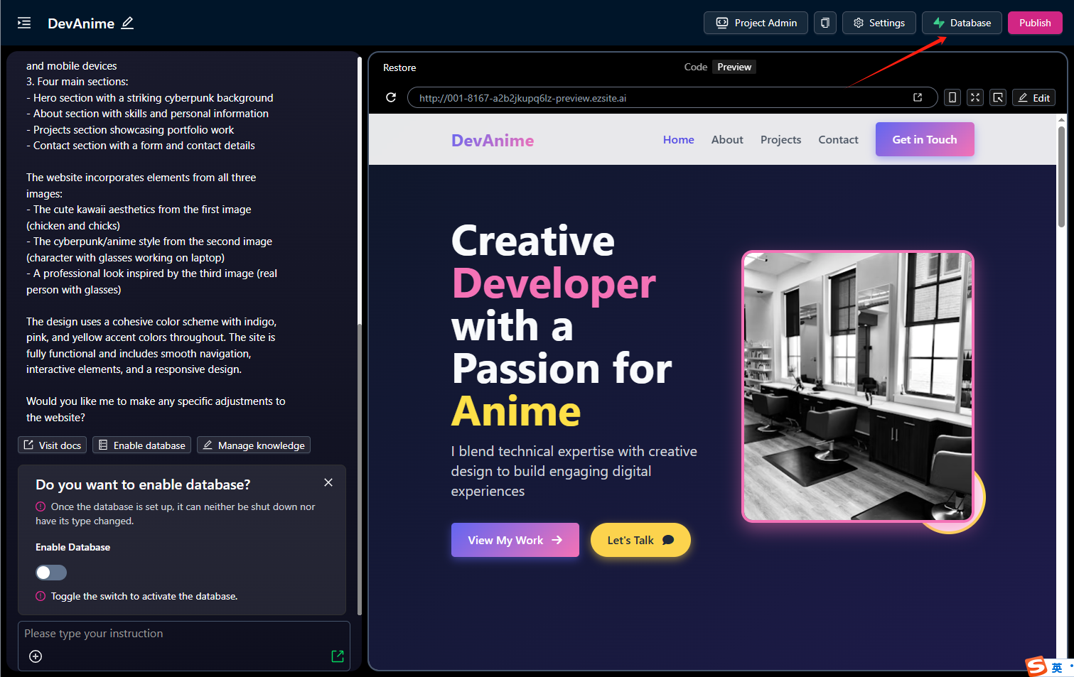 set custom db