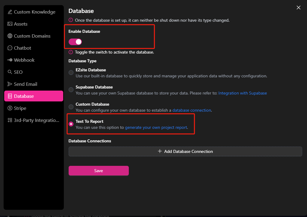 set custom db